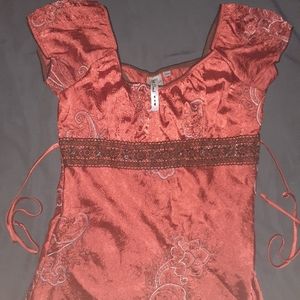 Heart & Soul Red Shiny dressy blouse